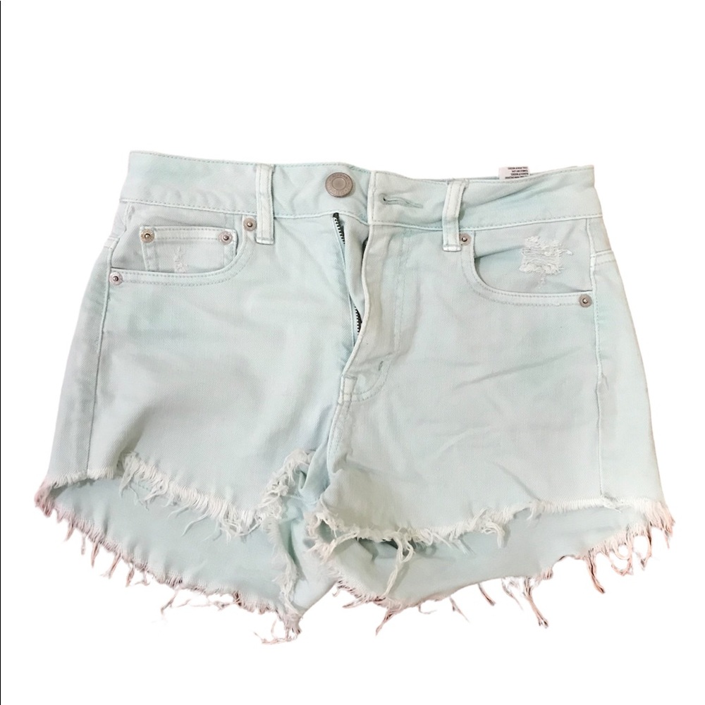 American eagle mint green fringe fray distressed shorts. Size 2 stretch